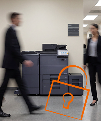 Office people in front of A3 MFP