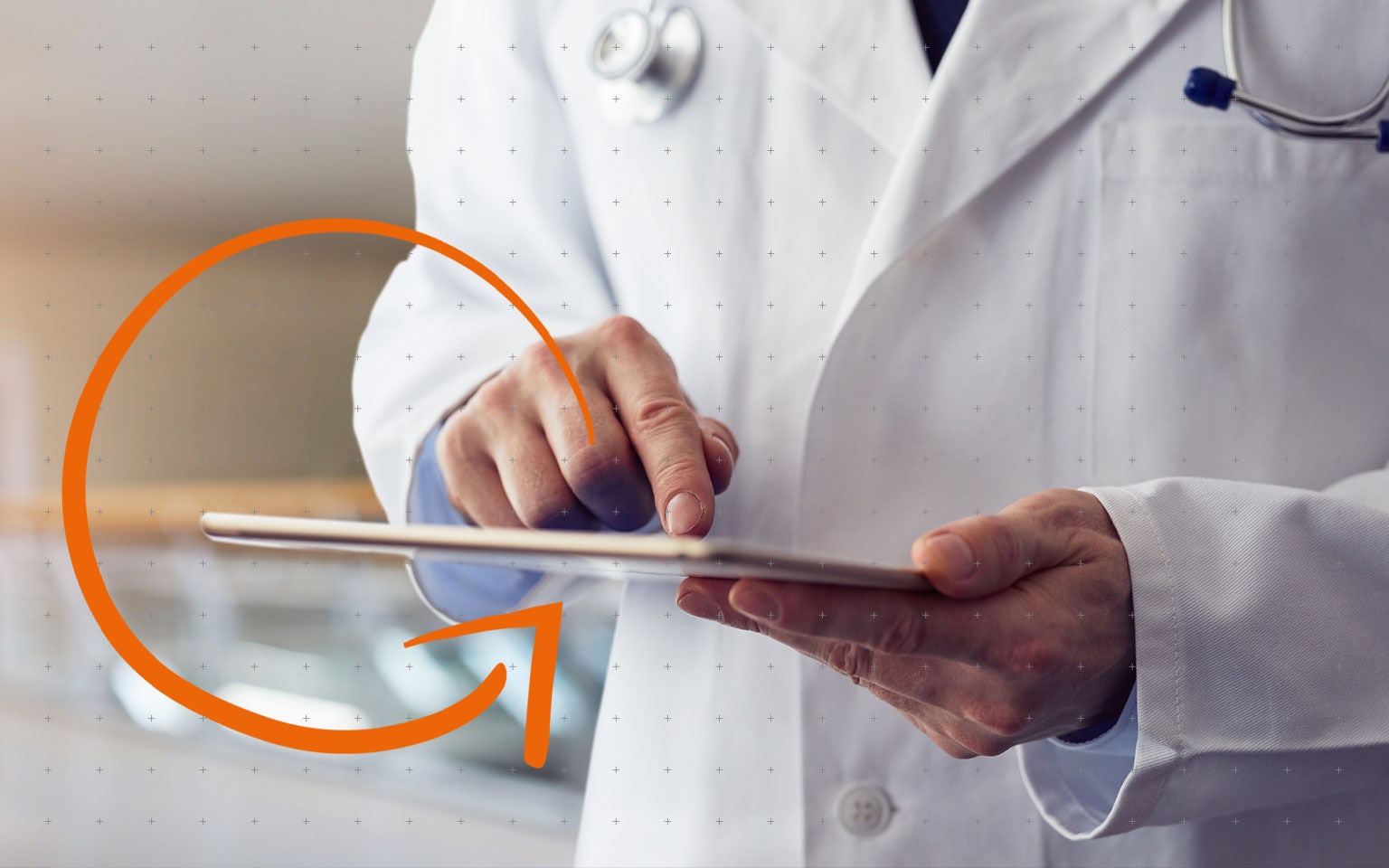 close up of doctor holding a tablet