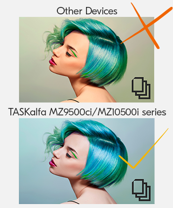 comparison of 2 images, other devices and new TASKalfa