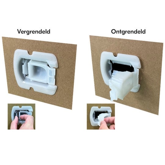 Vergrendelen en ontgrendelen van verpakkingsonderdeel