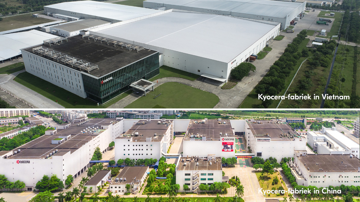 Gecertificeerde Kyocera-productielocaties in Vietnam en China