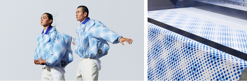 uniformen voor het NTT-paviljoen tijdens de Wereldtentoonstelling in Japan.