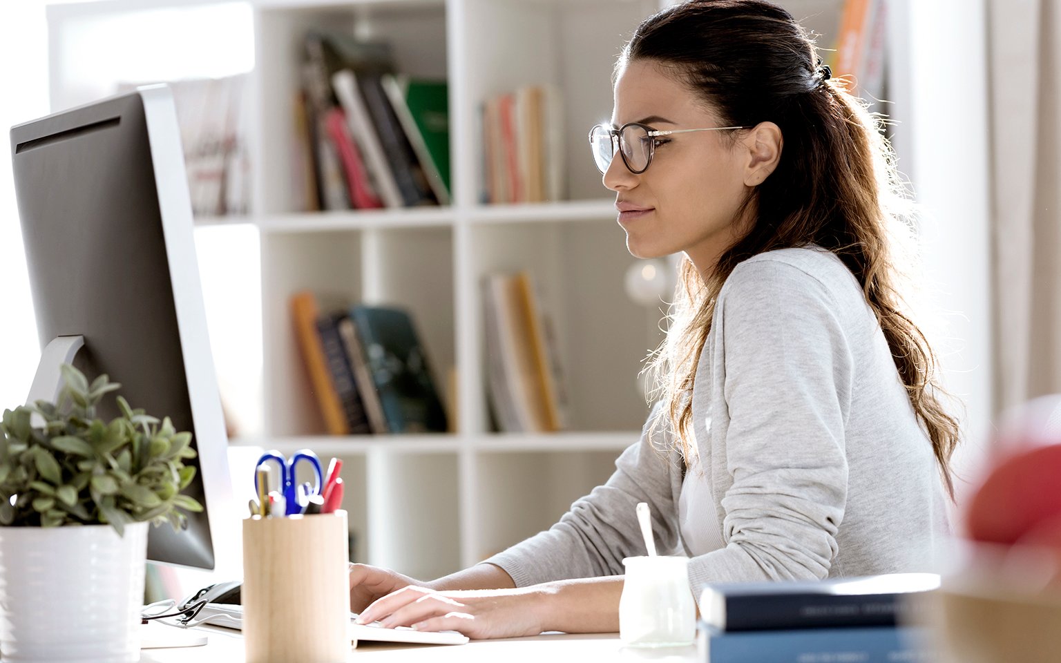 woman working with computer