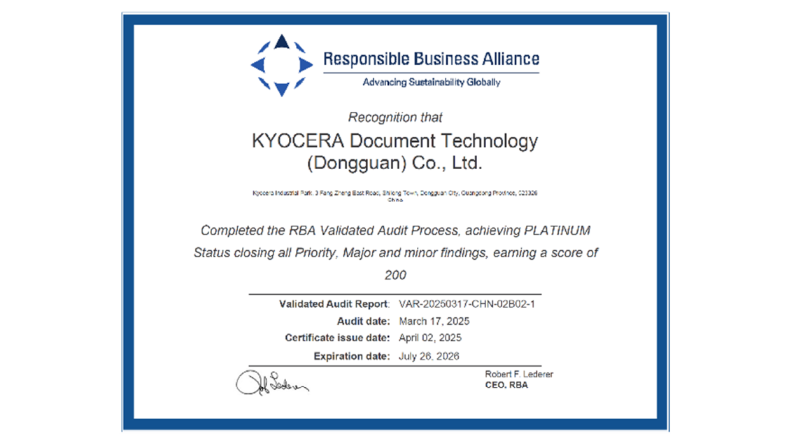 Platinum-certificering RBA Platinum-certificering RBA