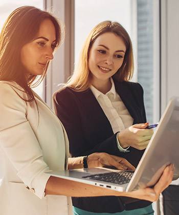 Integratie in bestaande systemen  two colleagues working on laptop
